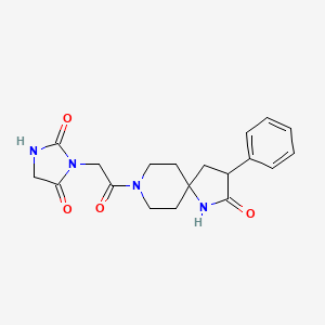 3-[2-oxo-2-(2-oxo-3-phenyl-1,8-diazaspiro[4.5]dec-8-yl)ethyl]-2,4-imidazolidinedione