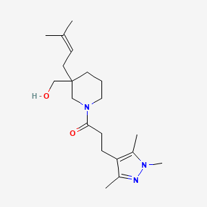 molecular formula C20H33N3O2 B5683645 {3-(3-methyl-2-buten-1-yl)-1-[3-(1,3,5-trimethyl-1H-pyrazol-4-yl)propanoyl]-3-piperidinyl}methanol 