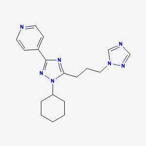 molecular formula C18H23N7 B5683651 4-{1-cyclohexyl-5-[3-(1H-1,2,4-triazol-1-yl)propyl]-1H-1,2,4-triazol-3-yl}pyridine 