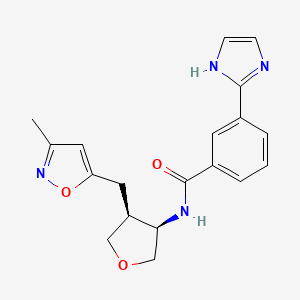 molecular formula C19H20N4O3 B5683692 3-(1H-imidazol-2-yl)-N-{(3R*,4S*)-4-[(3-methylisoxazol-5-yl)methyl]tetrahydrofuran-3-yl}benzamide 