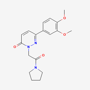 molecular formula C18H21N3O4 B5683726 6-(3,4-dimethoxyphenyl)-2-[2-oxo-2-(1-pyrrolidinyl)ethyl]-3(2H)-pyridazinone 