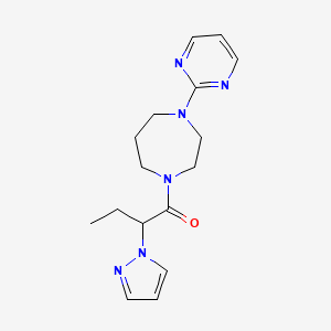 molecular formula C16H22N6O B5683731 1-[2-(1H-pyrazol-1-yl)butanoyl]-4-(2-pyrimidinyl)-1,4-diazepane 