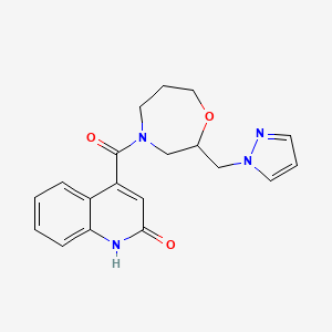 molecular formula C19H20N4O3 B5683747 4-{[2-(1H-pyrazol-1-ylmethyl)-1,4-oxazepan-4-yl]carbonyl}-2(1H)-quinolinone 