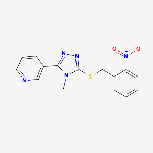 molecular formula C15H13N5O2S B5683833 3-{4-methyl-5-[(2-nitrobenzyl)thio]-4H-1,2,4-triazol-3-yl}pyridine 