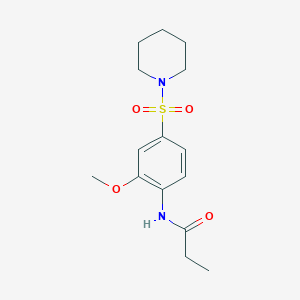 molecular formula C15H22N2O4S B5683834 N-[2-methoxy-4-(1-piperidinylsulfonyl)phenyl]propanamide 