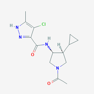 molecular formula C14H19ClN4O2 B5683865 N-[(3R*,4S*)-1-acetyl-4-cyclopropyl-3-pyrrolidinyl]-4-chloro-3-methyl-1H-pyrazole-5-carboxamide 