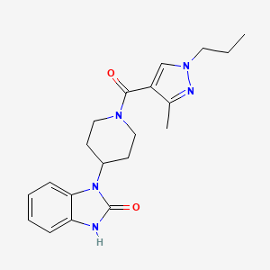 molecular formula C20H25N5O2 B5683948 1-{1-[(3-methyl-1-propyl-1H-pyrazol-4-yl)carbonyl]-4-piperidinyl}-1,3-dihydro-2H-benzimidazol-2-one 