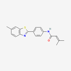 3-methyl-N-[4-(6-methyl-1,3-benzothiazol-2-yl)phenyl]-2-butenamide