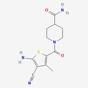 molecular formula C13H16N4O2S B5683981 1-[(5-amino-4-cyano-3-methyl-2-thienyl)carbonyl]-4-piperidinecarboxamide 