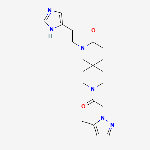 molecular formula C20H28N6O2 B5683995 2-[2-(1H-imidazol-4-yl)ethyl]-9-[(5-methyl-1H-pyrazol-1-yl)acetyl]-2,9-diazaspiro[5.5]undecan-3-one 