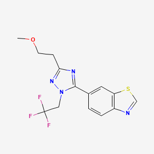 molecular formula C14H13F3N4OS B5684042 6-[3-(2-methoxyethyl)-1-(2,2,2-trifluoroethyl)-1H-1,2,4-triazol-5-yl]-1,3-benzothiazole 