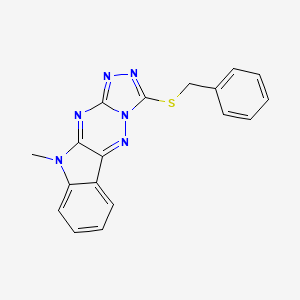 molecular formula C18H14N6S B5684047 3-(benzylthio)-10-methyl-10H-[1,2,4]triazolo[4',3':2,3][1,2,4]triazino[5,6-b]indole 