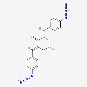 molecular formula C22H20N6O B568409 Cyclohexanone, 2,6-bis((4-azidophenyl)methylene)-4-ethyl- CAS No. 114391-97-8