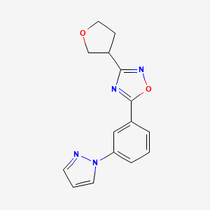 molecular formula C15H14N4O2 B5684106 5-[3-(1H-pyrazol-1-yl)phenyl]-3-(tetrahydrofuran-3-yl)-1,2,4-oxadiazole 