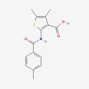 molecular formula C15H15NO3S B5684192 4,5-dimethyl-2-[(4-methylbenzoyl)amino]-3-thiophenecarboxylic acid 