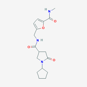 molecular formula C17H23N3O4 B5684204 1-cyclopentyl-N-({5-[(methylamino)carbonyl]-2-furyl}methyl)-5-oxo-3-pyrrolidinecarboxamide 