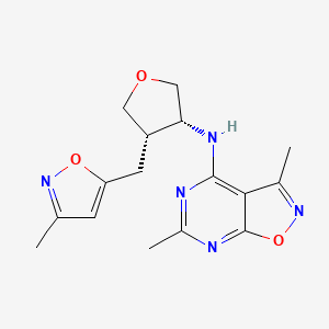 molecular formula C16H19N5O3 B5684247 3,6-dimethyl-N-{(3R*,4S*)-4-[(3-methylisoxazol-5-yl)methyl]tetrahydrofuran-3-yl}isoxazolo[5,4-d]pyrimidin-4-amine 