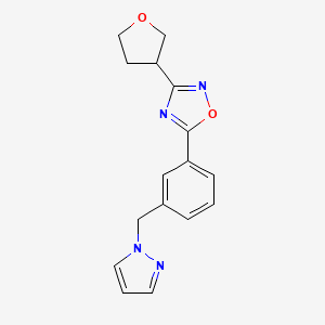 molecular formula C16H16N4O2 B5684255 5-[3-(1H-pyrazol-1-ylmethyl)phenyl]-3-(tetrahydrofuran-3-yl)-1,2,4-oxadiazole 