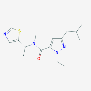 molecular formula C16H24N4OS B5684272 1-ethyl-3-isobutyl-N-methyl-N-[1-(1,3-thiazol-5-yl)ethyl]-1H-pyrazole-5-carboxamide 