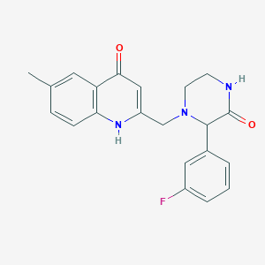 3-(3-fluorophenyl)-4-[(4-hydroxy-6-methylquinolin-2-yl)methyl]piperazin-2-one