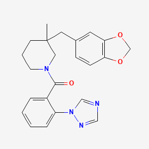 molecular formula C23H24N4O3 B5684323 3-(1,3-benzodioxol-5-ylmethyl)-3-methyl-1-[2-(1H-1,2,4-triazol-1-yl)benzoyl]piperidine 