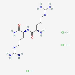 molecular formula C12H30Cl3N9O2 B568442 H-Arg-arg-NH2 3 hcl CAS No. 114736-11-7
