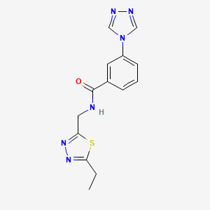 molecular formula C14H14N6OS B5684447 N-[(5-ethyl-1,3,4-thiadiazol-2-yl)methyl]-3-(4H-1,2,4-triazol-4-yl)benzamide 