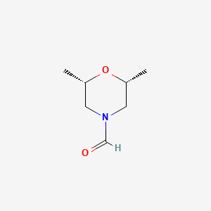 molecular formula C7H13NO2 B568454 4-Morpholinecarbaldehyde,2,6-dimethyl-,cis- CAS No. 119271-96-4