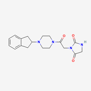 molecular formula C18H22N4O3 B5684565 3-{2-[4-(2,3-dihydro-1H-inden-2-yl)-1-piperazinyl]-2-oxoethyl}-2,4-imidazolidinedione 