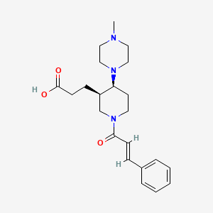 molecular formula C22H31N3O3 B5684569 3-{(3R*,4S*)-4-(4-methylpiperazin-1-yl)-1-[(2E)-3-phenylprop-2-enoyl]piperidin-3-yl}propanoic acid 