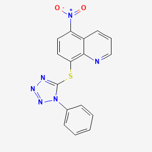molecular formula C16H10N6O2S B5684638 5-nitro-8-[(1-phenyl-1H-tetrazol-5-yl)thio]quinoline 