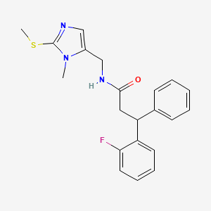 3-(2-fluorophenyl)-N-{[1-methyl-2-(methylthio)-1H-imidazol-5-yl]methyl}-3-phenylpropanamide
