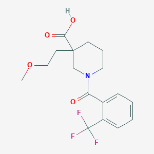 molecular formula C17H20F3NO4 B5684694 3-(2-methoxyethyl)-1-[2-(trifluoromethyl)benzoyl]-3-piperidinecarboxylic acid 