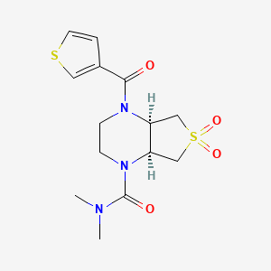 molecular formula C14H19N3O4S2 B5684710 (4aR*,7aS*)-N,N-dimethyl-4-(3-thienylcarbonyl)hexahydrothieno[3,4-b]pyrazine-1(2H)-carboxamide 6,6-dioxide 