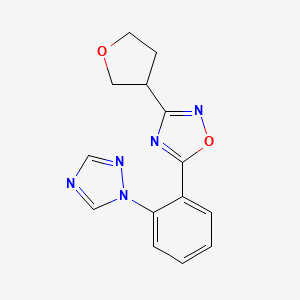 molecular formula C14H13N5O2 B5684746 3-(tetrahydrofuran-3-yl)-5-[2-(1H-1,2,4-triazol-1-yl)phenyl]-1,2,4-oxadiazole 
