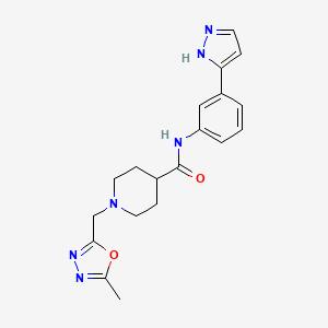 molecular formula C19H22N6O2 B5684753 1-[(5-methyl-1,3,4-oxadiazol-2-yl)methyl]-N-[3-(1H-pyrazol-5-yl)phenyl]piperidine-4-carboxamide 