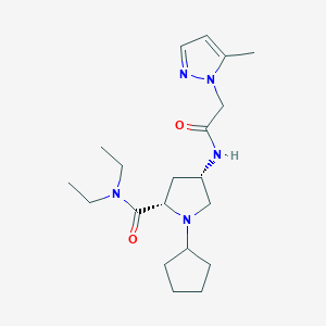 molecular formula C20H33N5O2 B5684774 (4S)-1-cyclopentyl-N,N-diethyl-4-{[(5-methyl-1H-pyrazol-1-yl)acetyl]amino}-L-prolinamide 