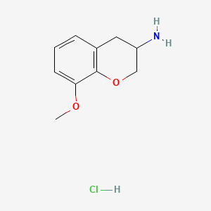 molecular formula C10H14ClNO2 B568479 (8-甲氧基-3,4-二氢-2h-色烯-3-基)胺盐酸盐 CAS No. 119284-79-6