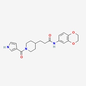 molecular formula C21H25N3O4 B5684811 N-(2,3-dihydro-1,4-benzodioxin-6-yl)-3-[1-(1H-pyrrol-3-ylcarbonyl)piperidin-4-yl]propanamide 