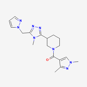 molecular formula C18H24N8O B5684820 1-[(1,3-dimethyl-1H-pyrazol-4-yl)carbonyl]-3-[4-methyl-5-(1H-pyrazol-1-ylmethyl)-4H-1,2,4-triazol-3-yl]piperidine 
