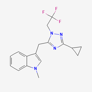 molecular formula C17H17F3N4 B5684841 3-{[3-cyclopropyl-1-(2,2,2-trifluoroethyl)-1H-1,2,4-triazol-5-yl]methyl}-1-methyl-1H-indole 