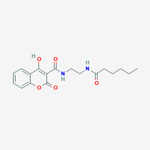 molecular formula C18H22N2O5 B5684886 N-[2-(hexanoylamino)ethyl]-4-hydroxy-2-oxo-2H-chromene-3-carboxamide 