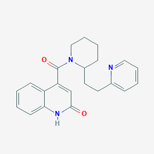 molecular formula C22H23N3O2 B5684910 4-({2-[2-(2-pyridinyl)ethyl]-1-piperidinyl}carbonyl)-2(1H)-quinolinone 