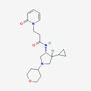 molecular formula C20H29N3O3 B5684950 N-[rel-(3R,4S)-4-cyclopropyl-1-(tetrahydro-2H-pyran-4-yl)-3-pyrrolidinyl]-3-(2-oxo-1(2H)-pyridinyl)propanamide hydrochloride 