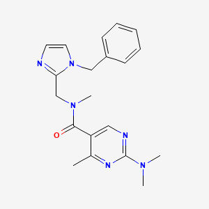 molecular formula C20H24N6O B5684989 N-[(1-benzyl-1H-imidazol-2-yl)methyl]-2-(dimethylamino)-N,4-dimethyl-5-pyrimidinecarboxamide 