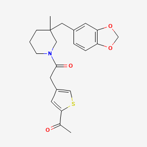 molecular formula C22H25NO4S B5685010 1-(4-{2-[3-(1,3-benzodioxol-5-ylmethyl)-3-methylpiperidin-1-yl]-2-oxoethyl}-2-thienyl)ethanone 