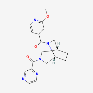 molecular formula C19H21N5O3 B5685050 (1S*,5R*)-6-(2-methoxyisonicotinoyl)-3-(2-pyrazinylcarbonyl)-3,6-diazabicyclo[3.2.2]nonane 