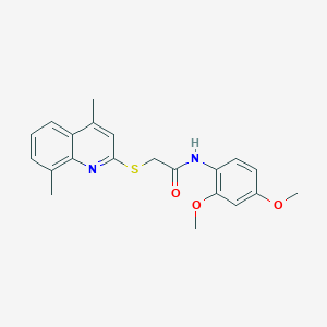 molecular formula C21H22N2O3S B5685058 N-(2,4-dimethoxyphenyl)-2-[(4,8-dimethyl-2-quinolinyl)thio]acetamide 