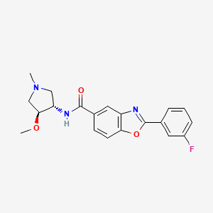 2-(3-fluorophenyl)-N-[(3S*,4S*)-4-methoxy-1-methylpyrrolidin-3-yl]-1,3-benzoxazole-5-carboxamide