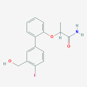 molecular formula C16H16FNO3 B5685190 2-{[4'-fluoro-3'-(hydroxymethyl)biphenyl-2-yl]oxy}propanamide 